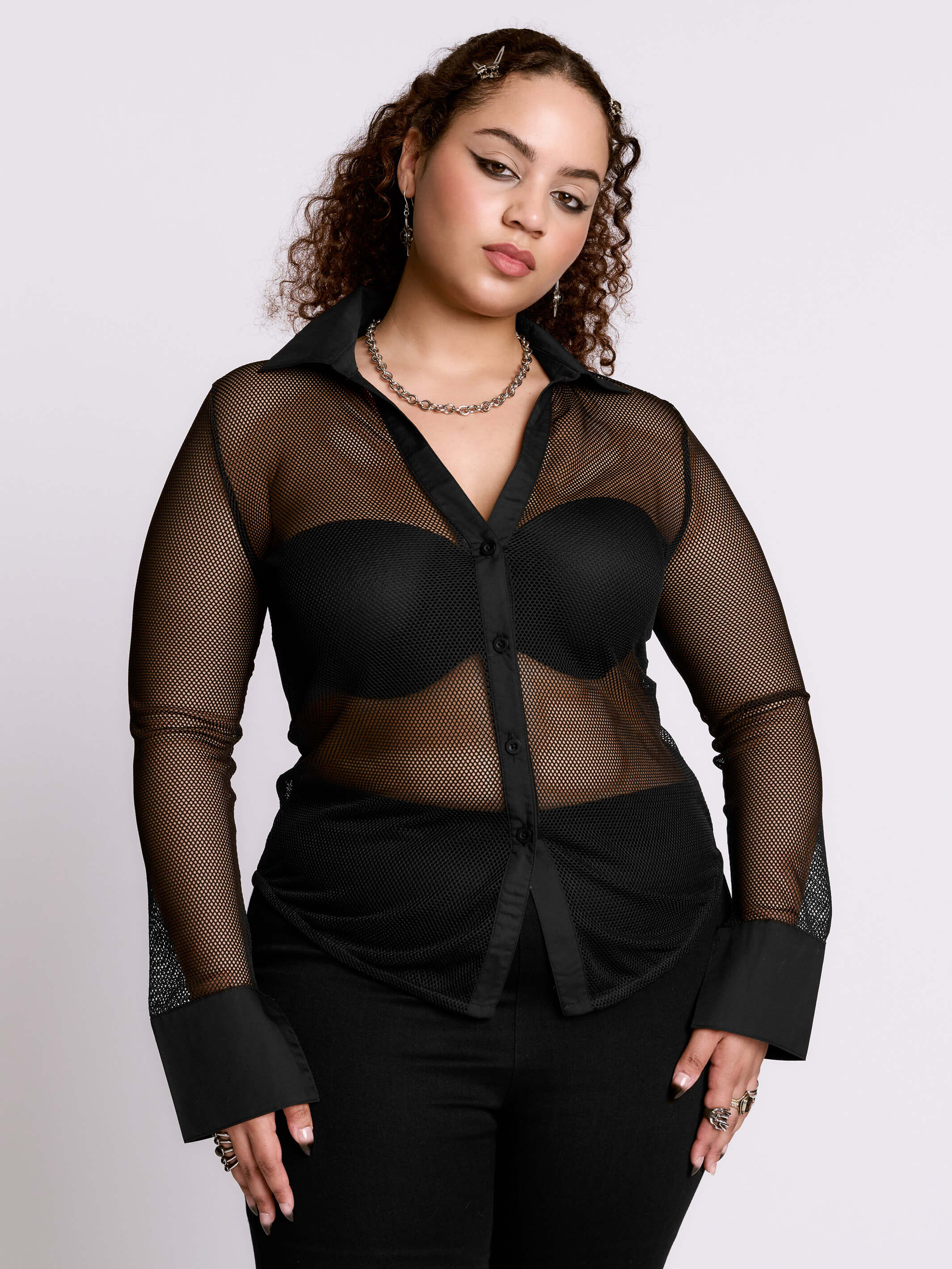 FISHNET BUTTON UP SHIRT