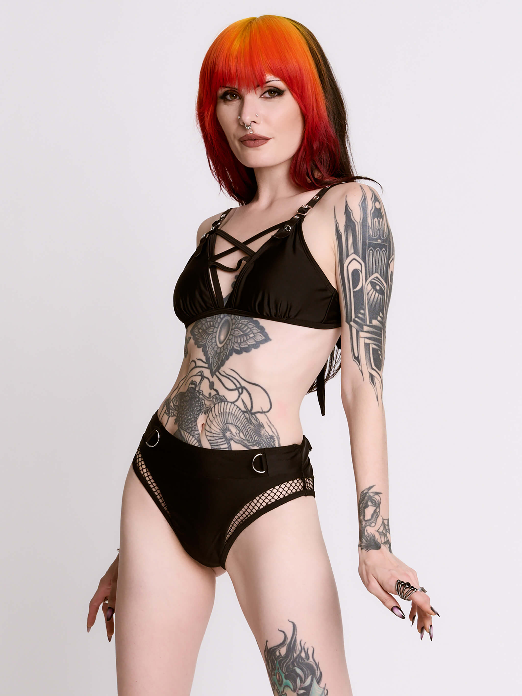 Fishnet Cut Out Swim Bottom