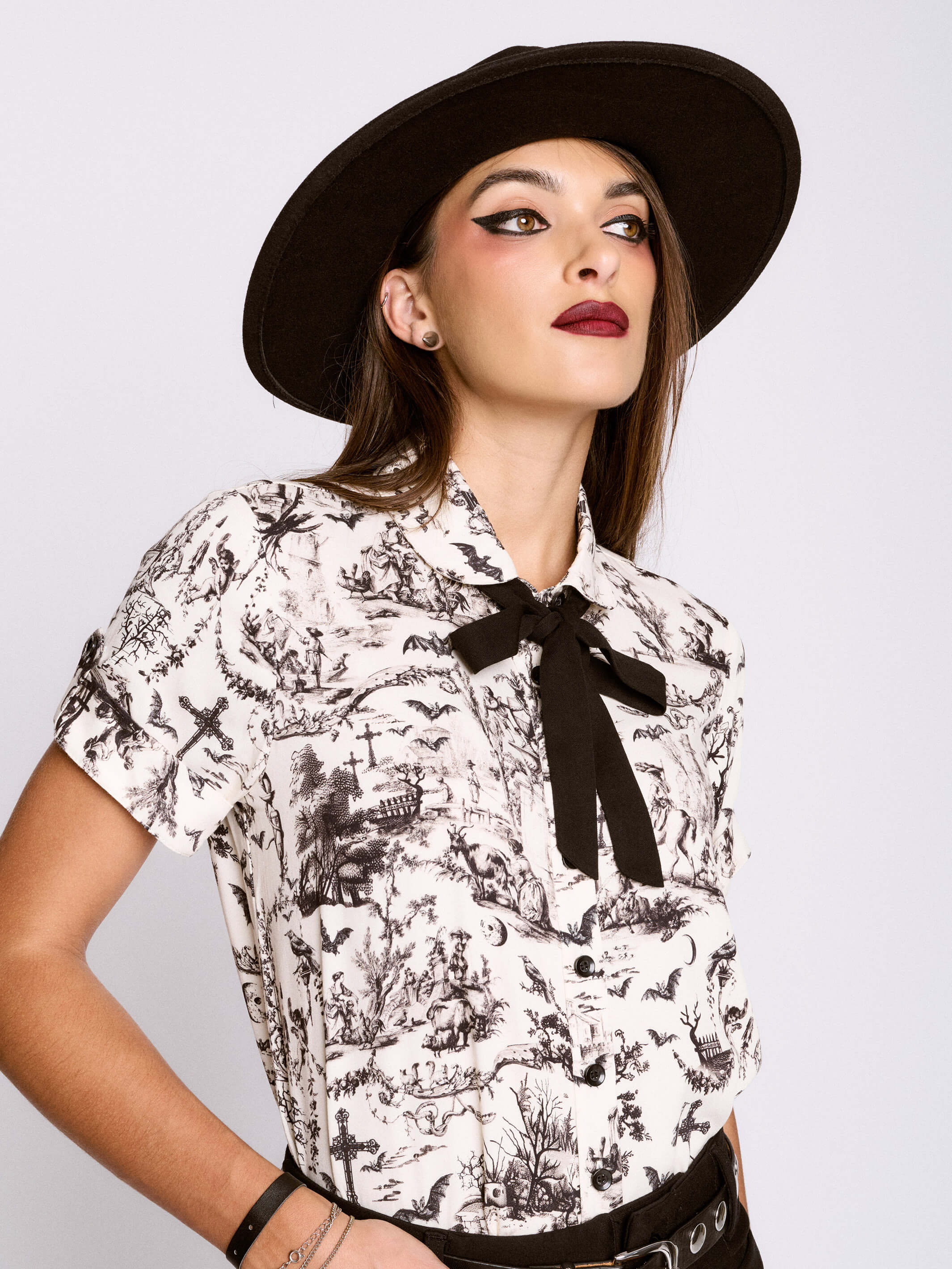 Gothic toile academia shirt