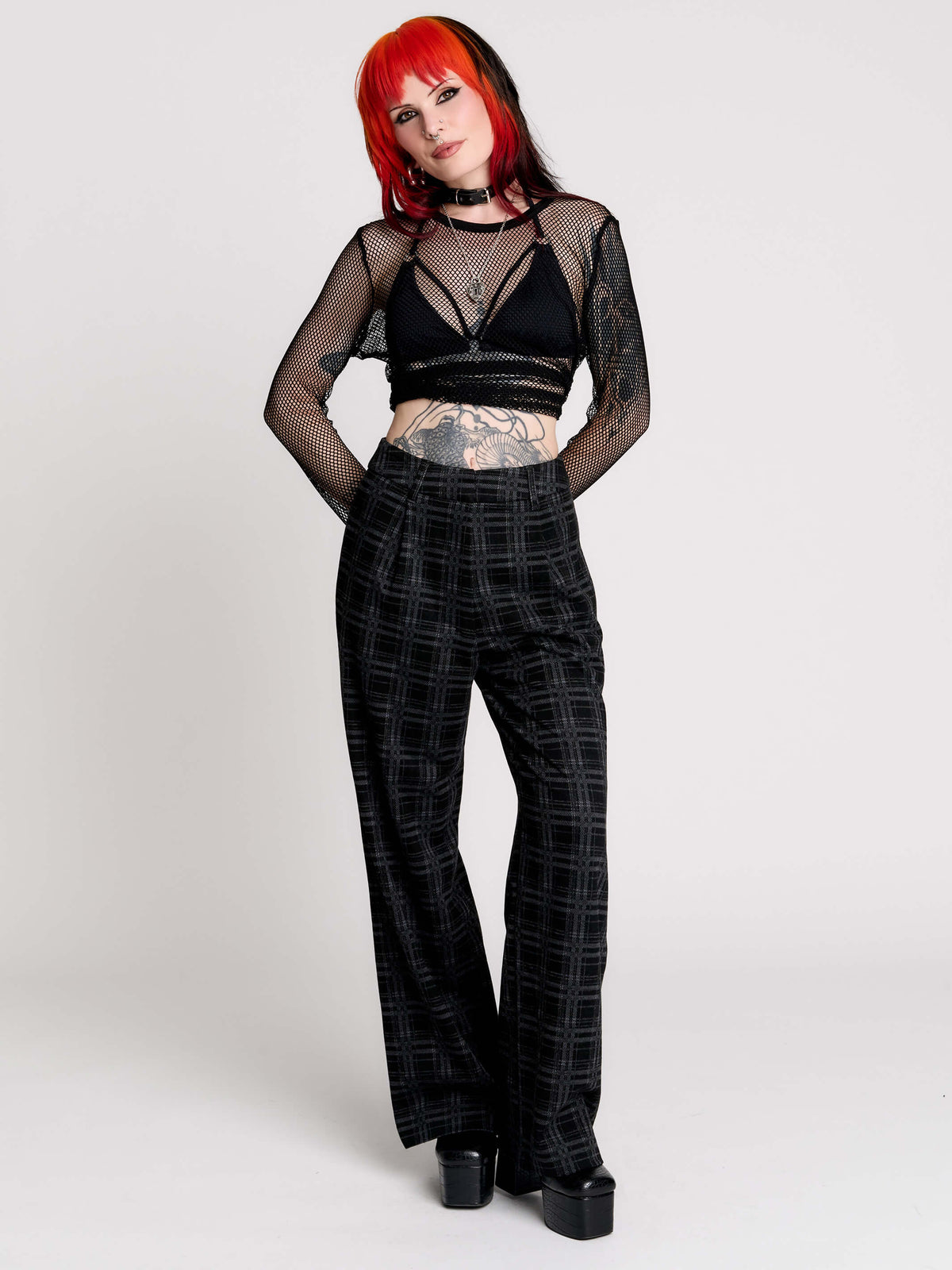 Grey Plaid Trouser