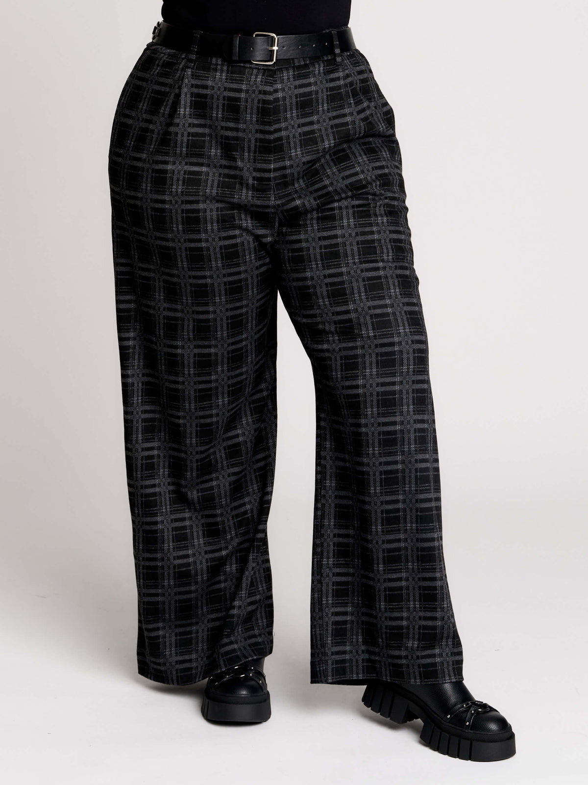 Grey Plaid Trouser