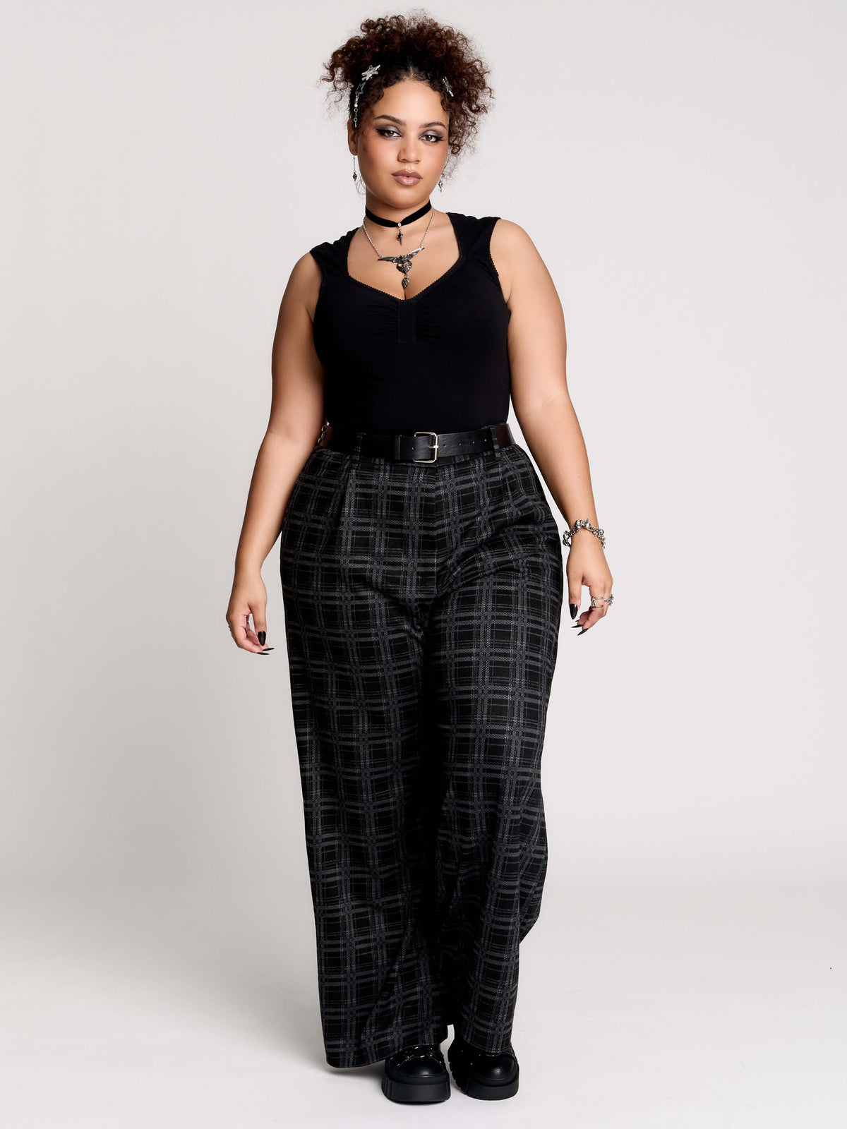 Grey Plaid Trouser