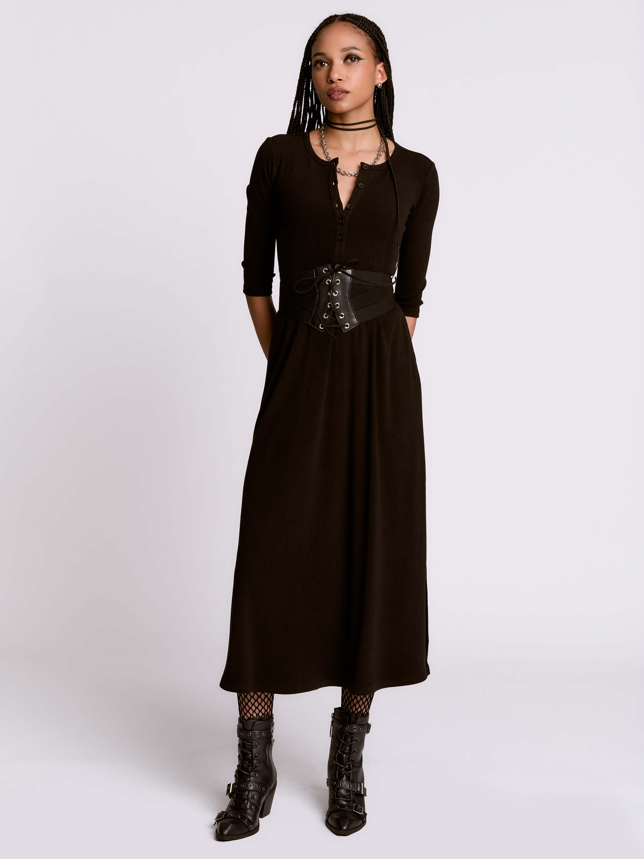 Black Henley sweater dress