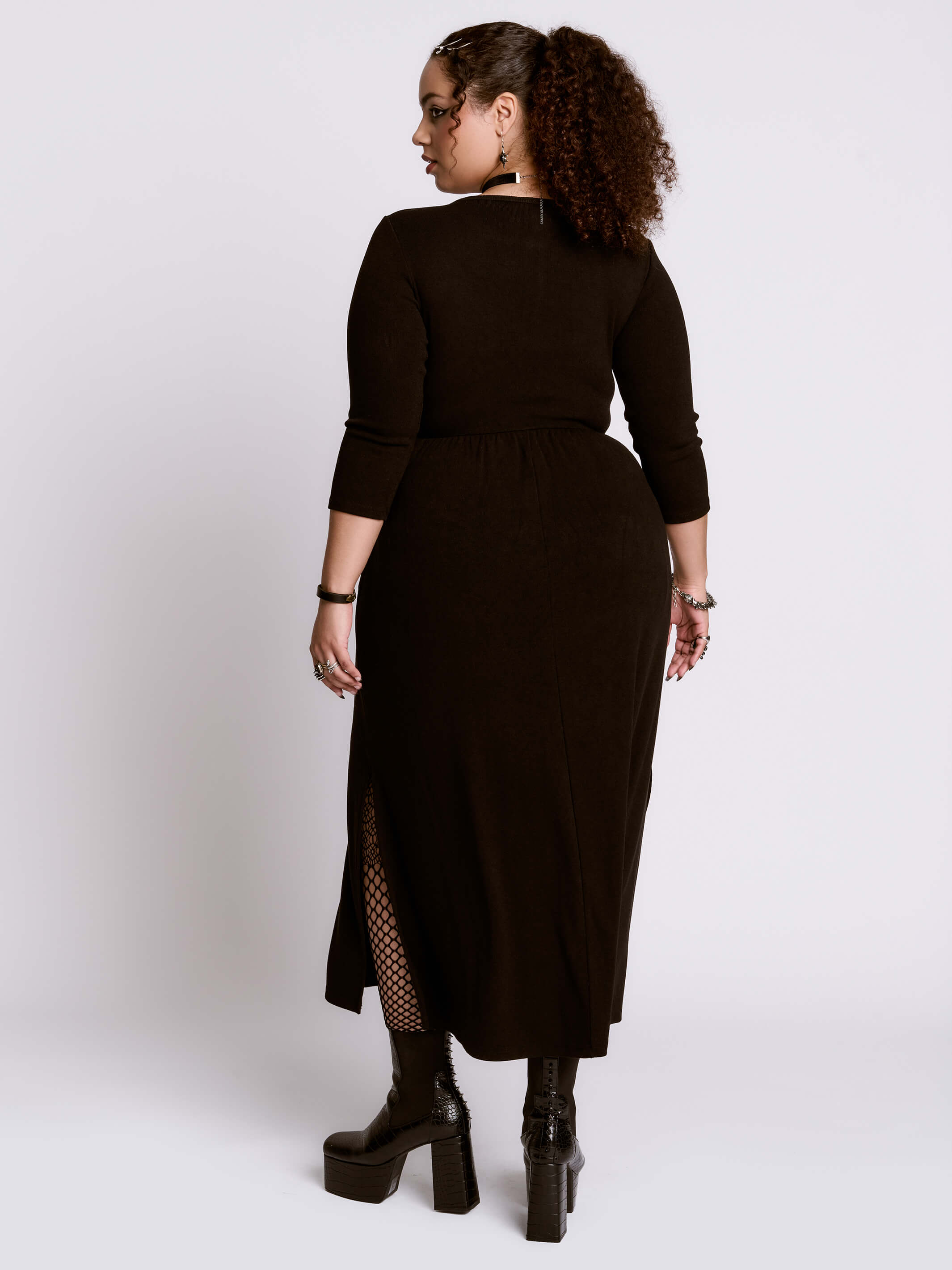 Black Henley sweater dress