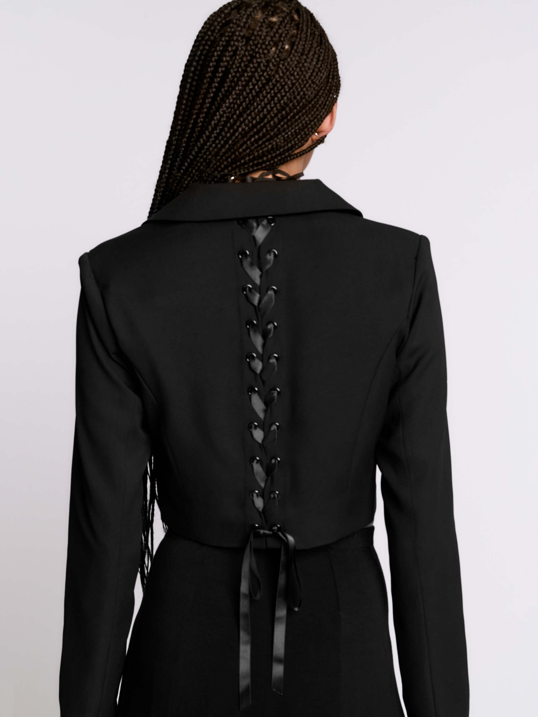 Lace Up Crop Blazer