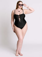 Lace Up Corset Swimsuit
