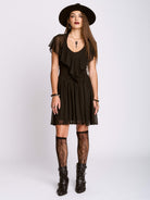 RUFFLE MESH DRESS