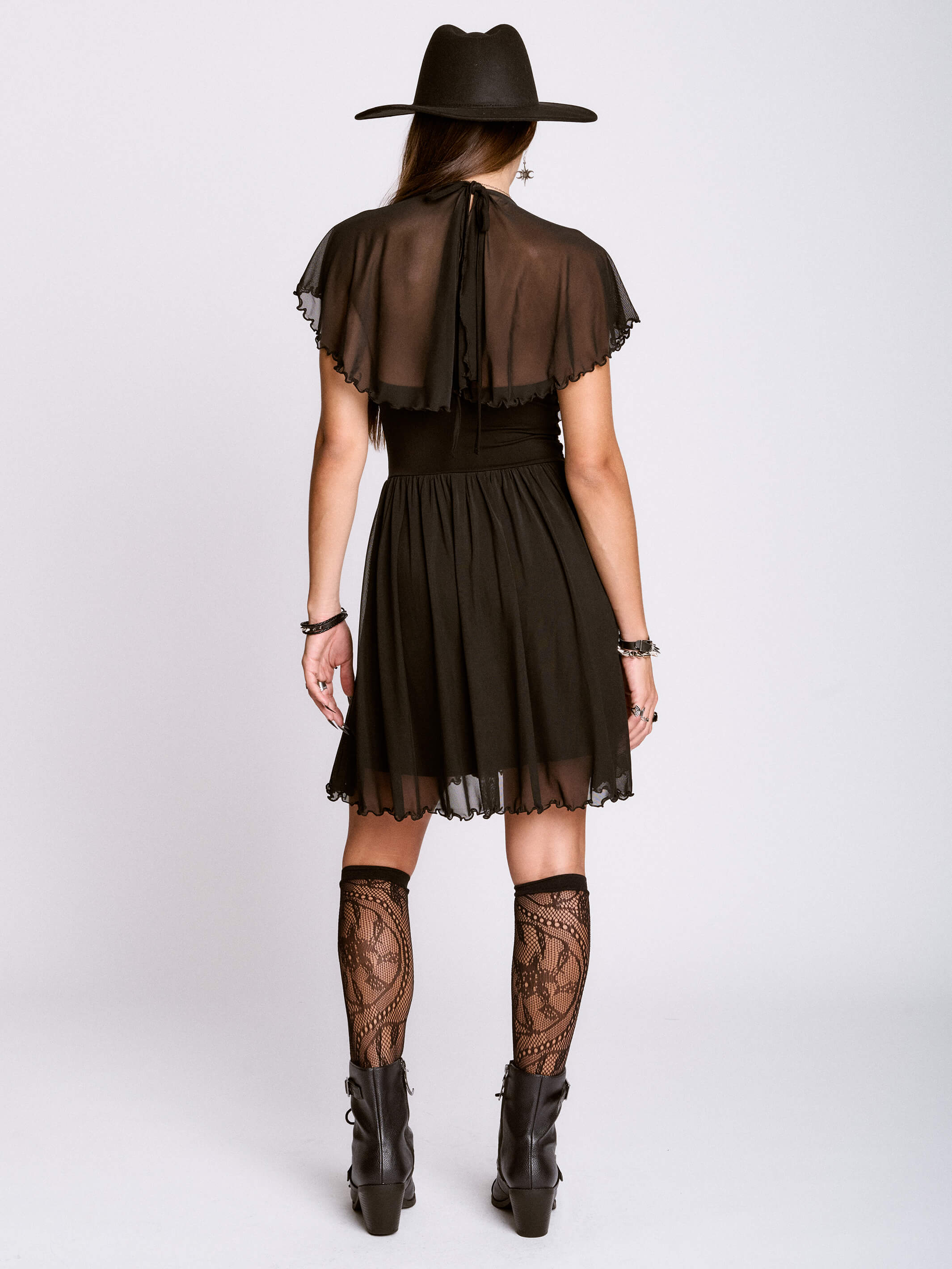 RUFFLE MESH DRESS