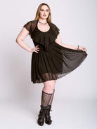 RUFFLE MESH DRESS