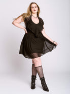 RUFFLE MESH DRESS