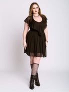 RUFFLE MESH DRESS