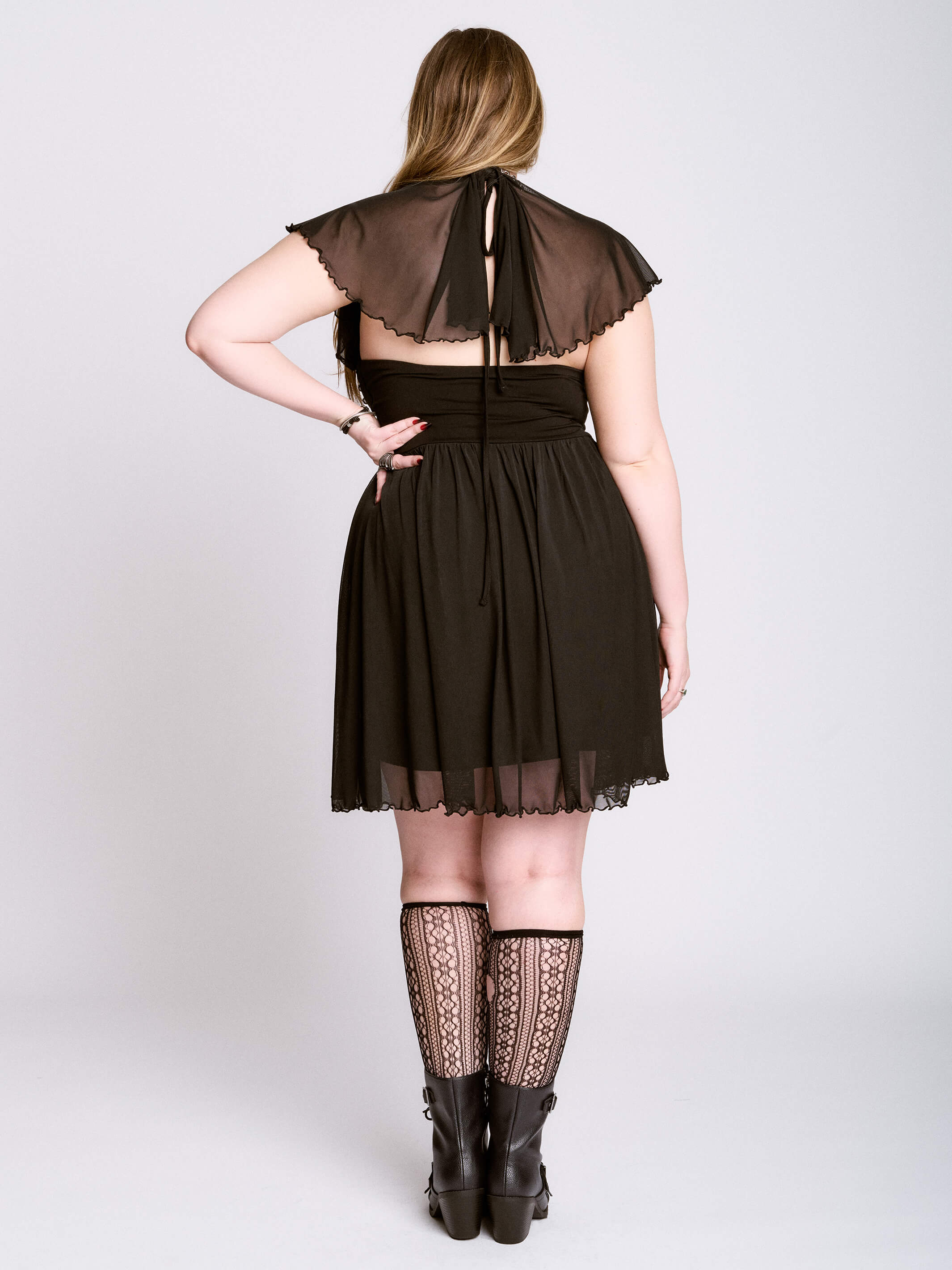 RUFFLE MESH DRESS