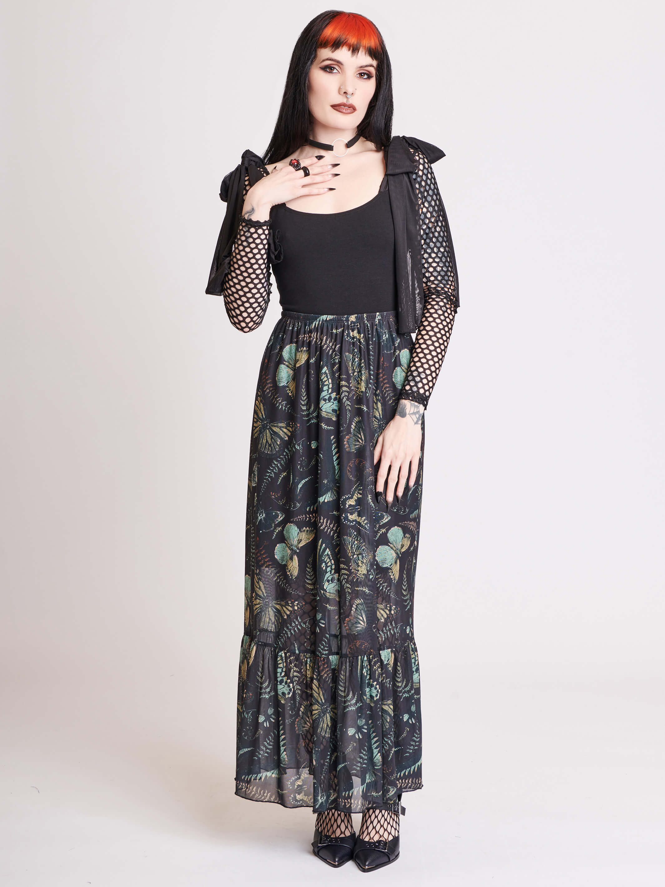 MAXI SKIRT WITH BUTTERFLY ALL OVER PRINT