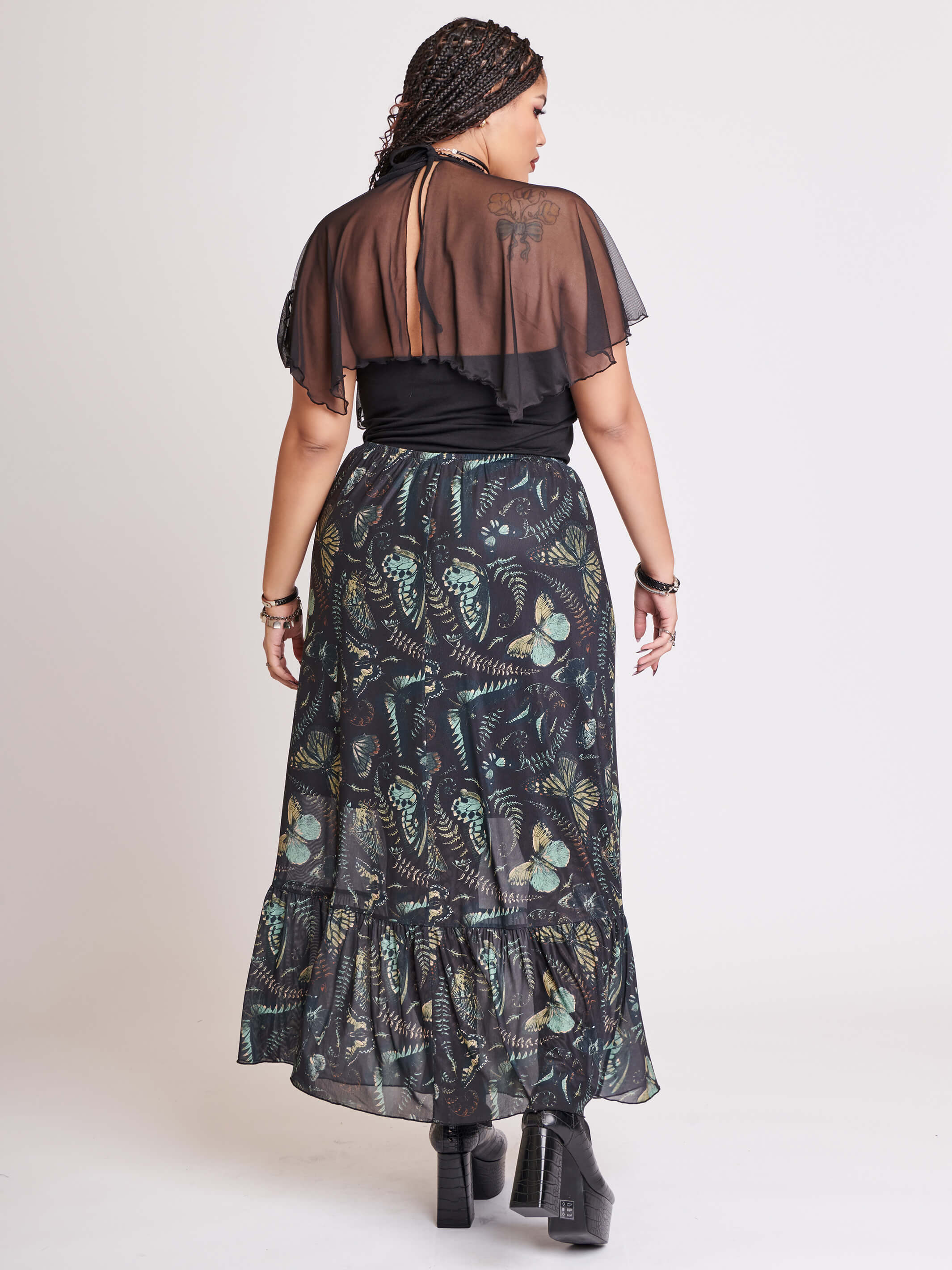 MAXI SKIRT WITH BUTTERFLY ALL OVER PRINT