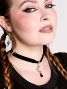 Crescent moon velvet choker