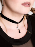 Crescent moon velvet choker