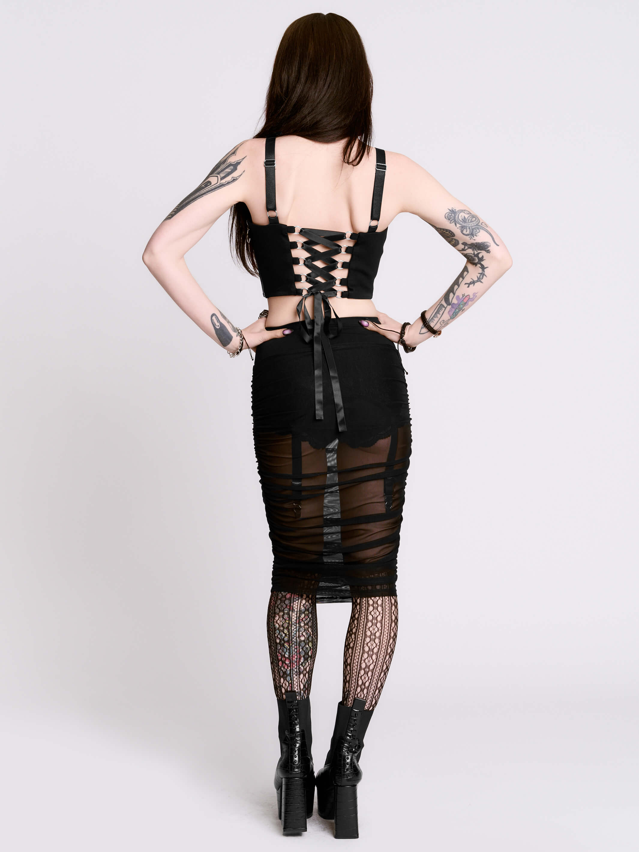 MORTISHA GARTER MESH SKIRT