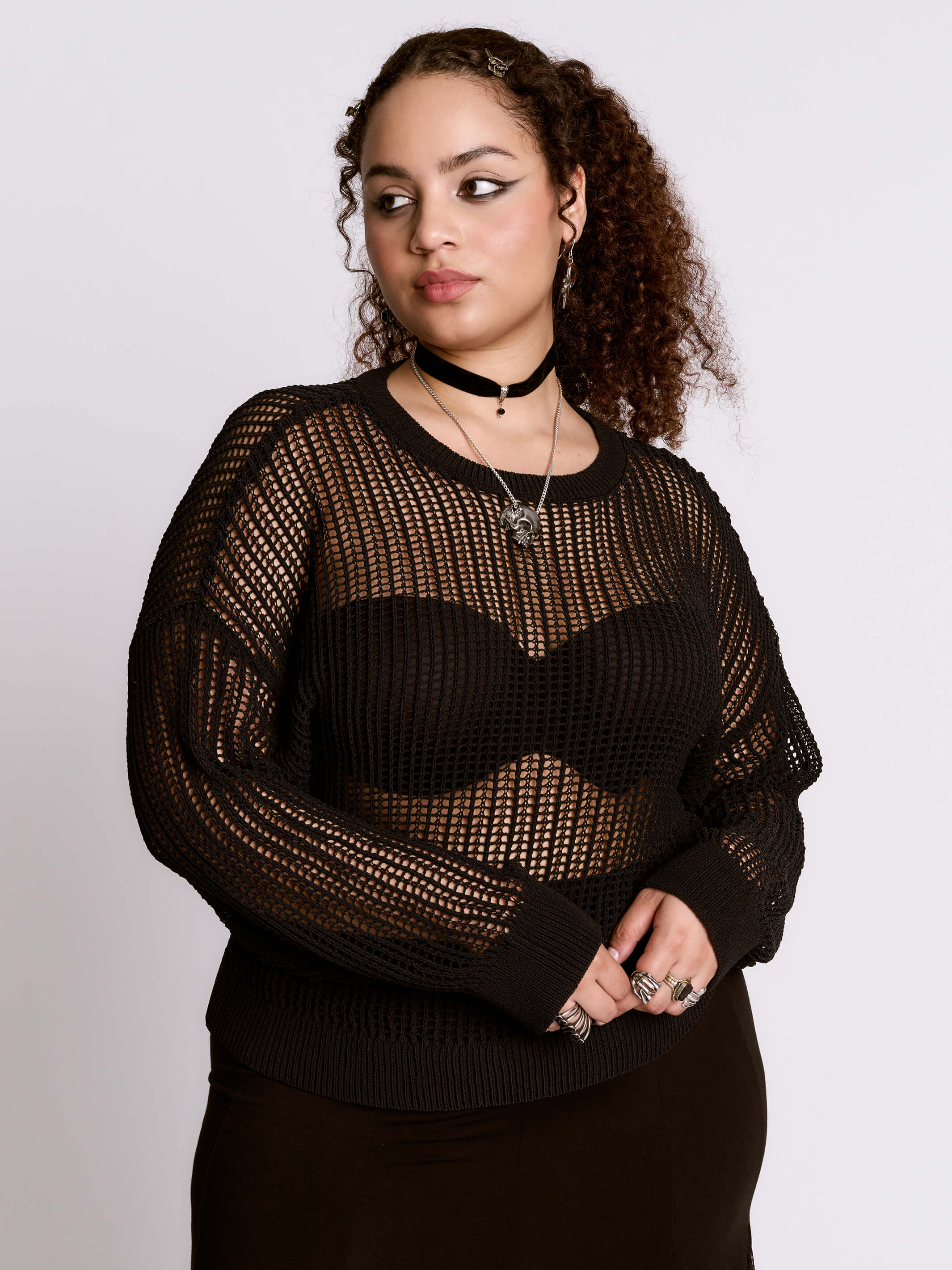 Night net black fishnet sweater