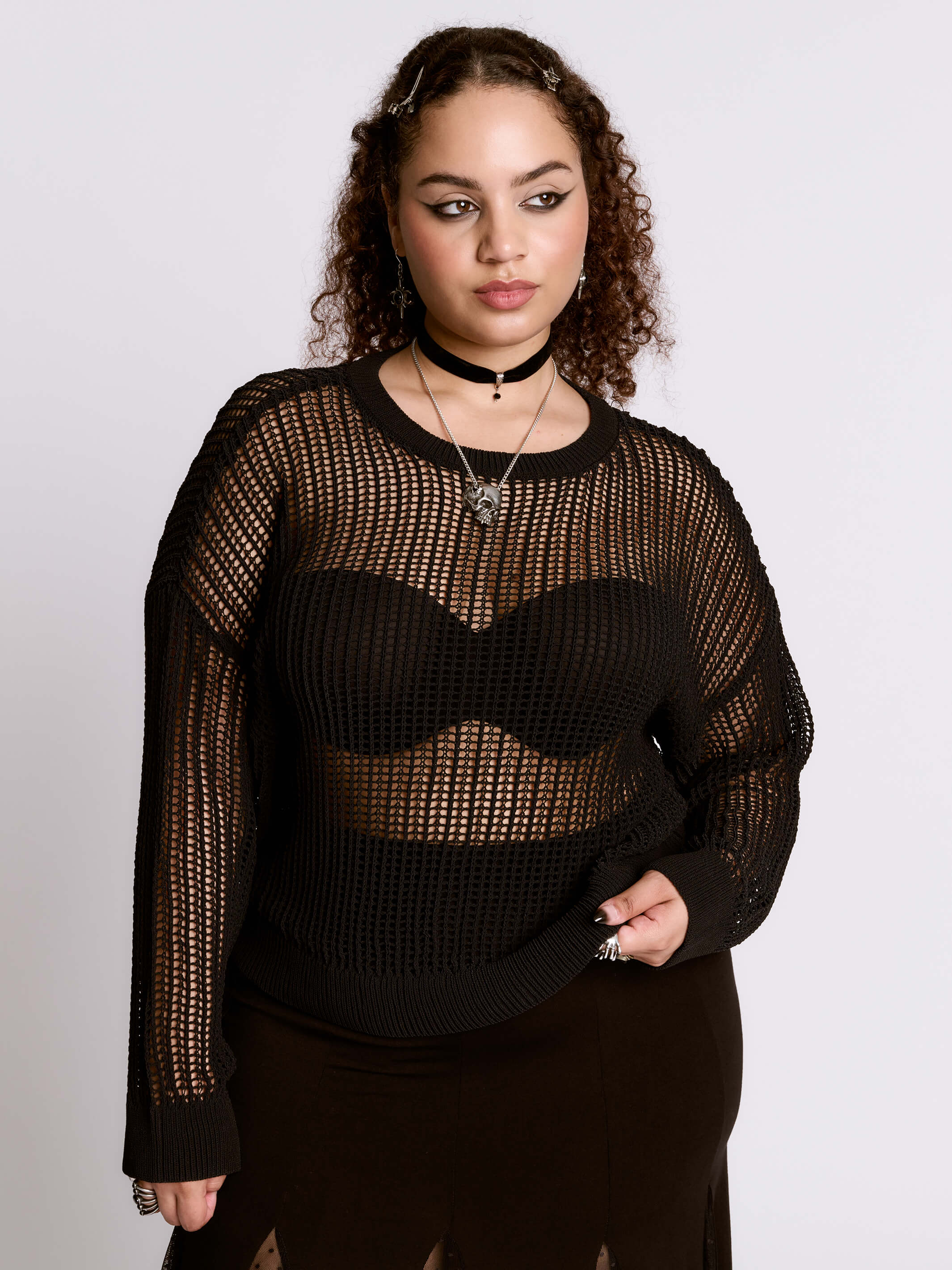 Night net black fishnet sweater