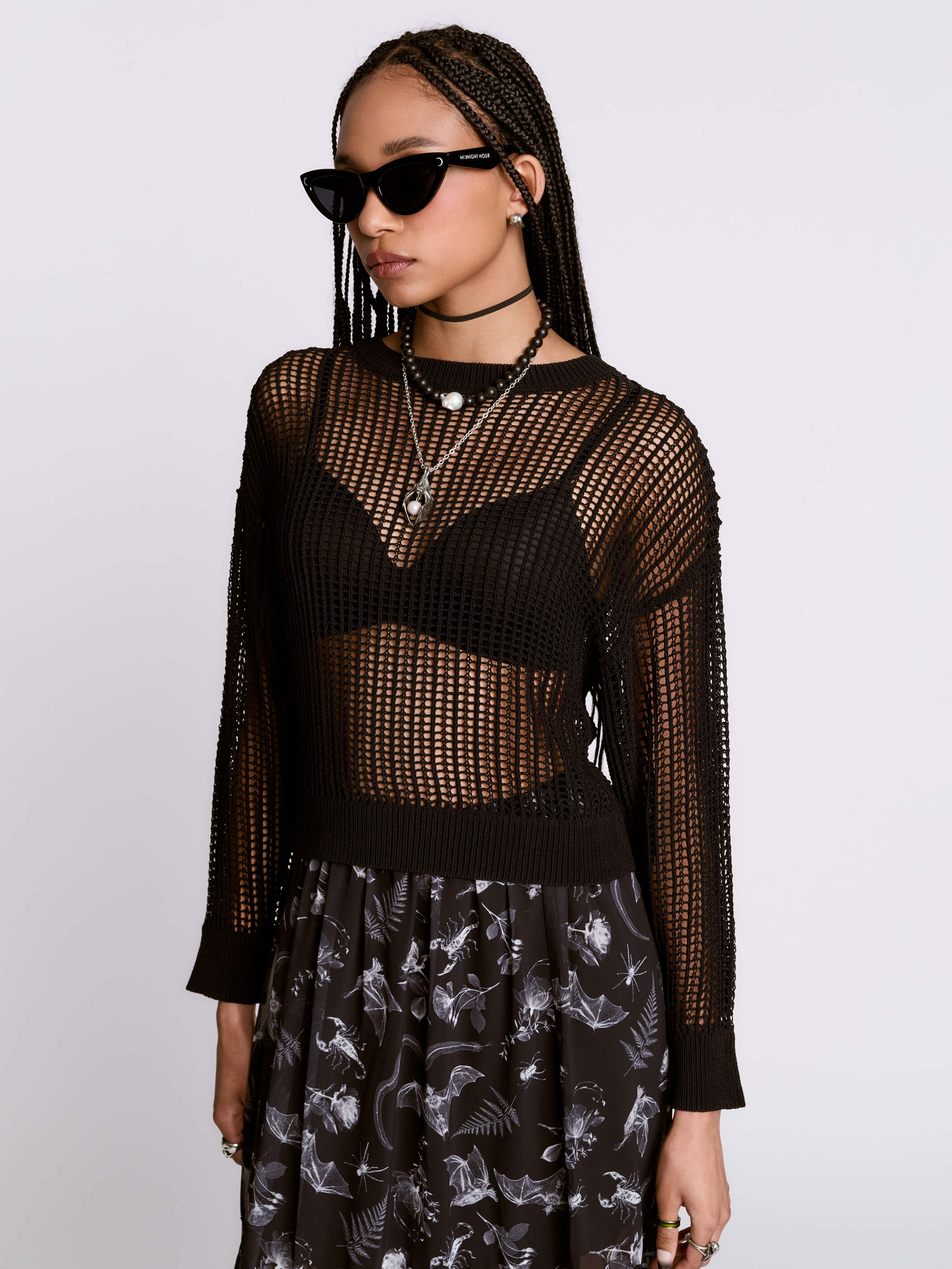Night net black fishnet sweater