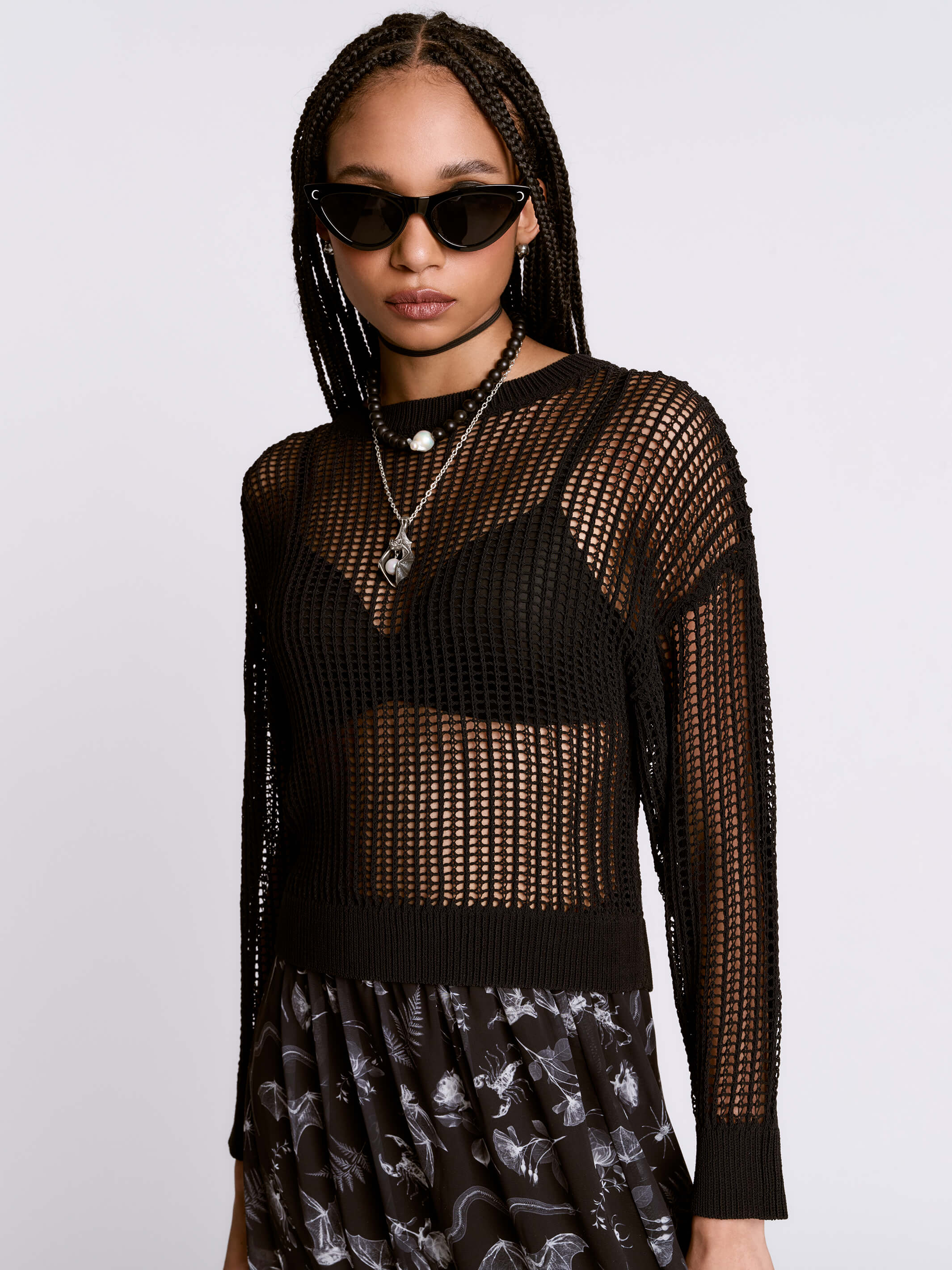 Night net black fishnet sweater