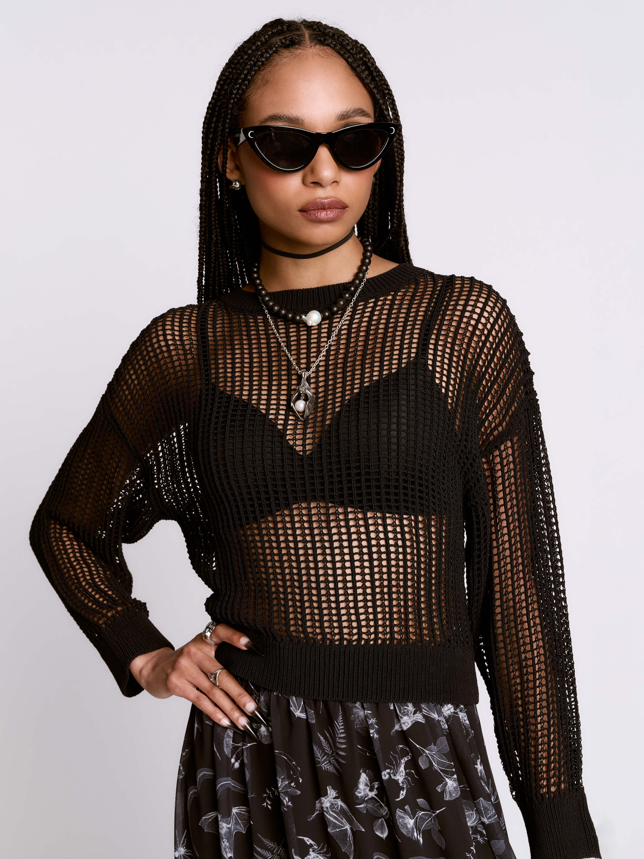 Night net black fishnet sweater