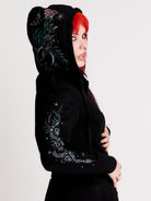 Nocturnal garden cropped zip up hoodie