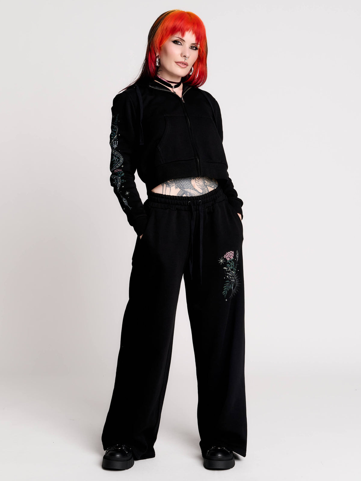nocturnal garden wide leg jogger