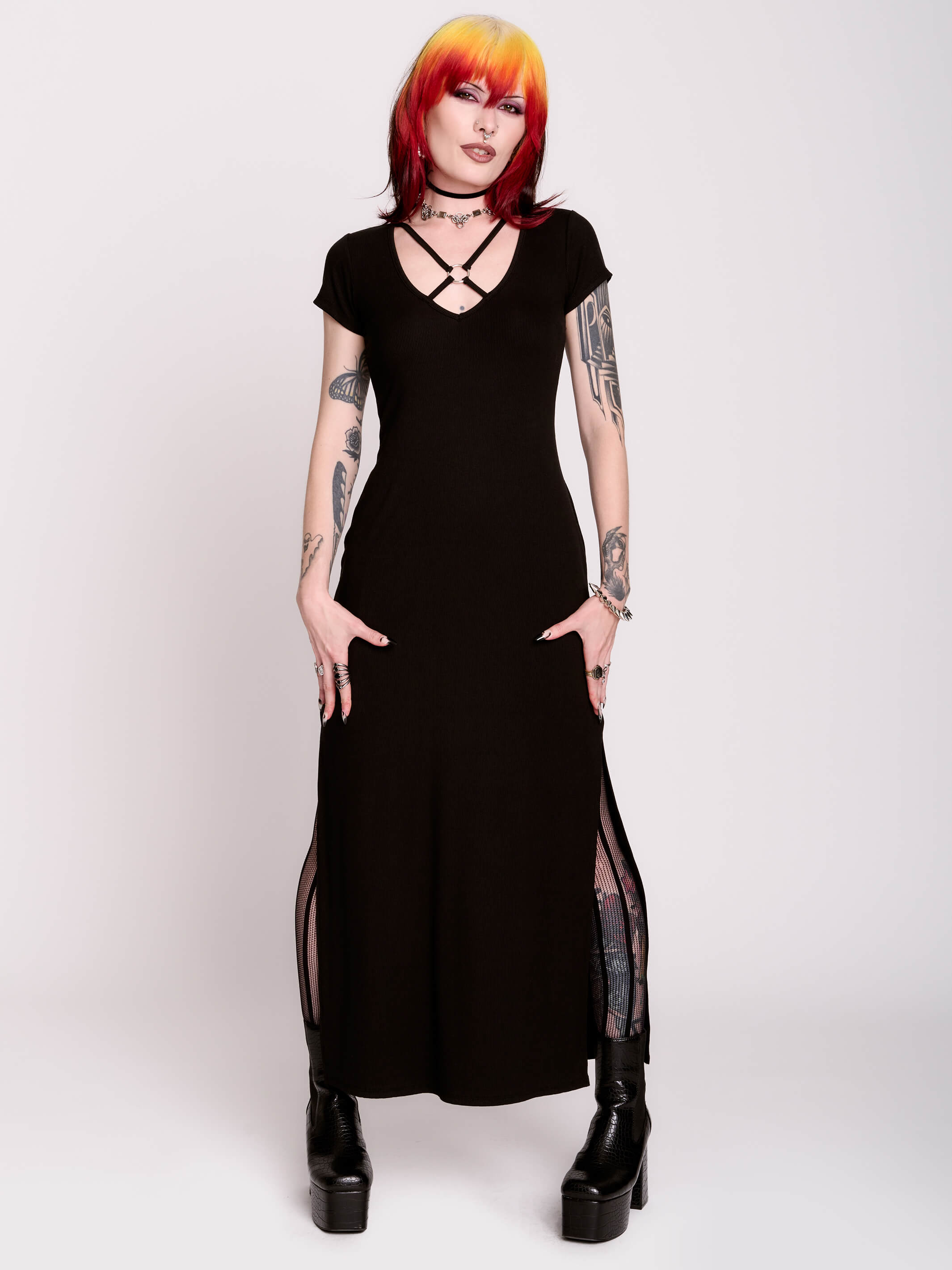RIB O-RING MAXI dress