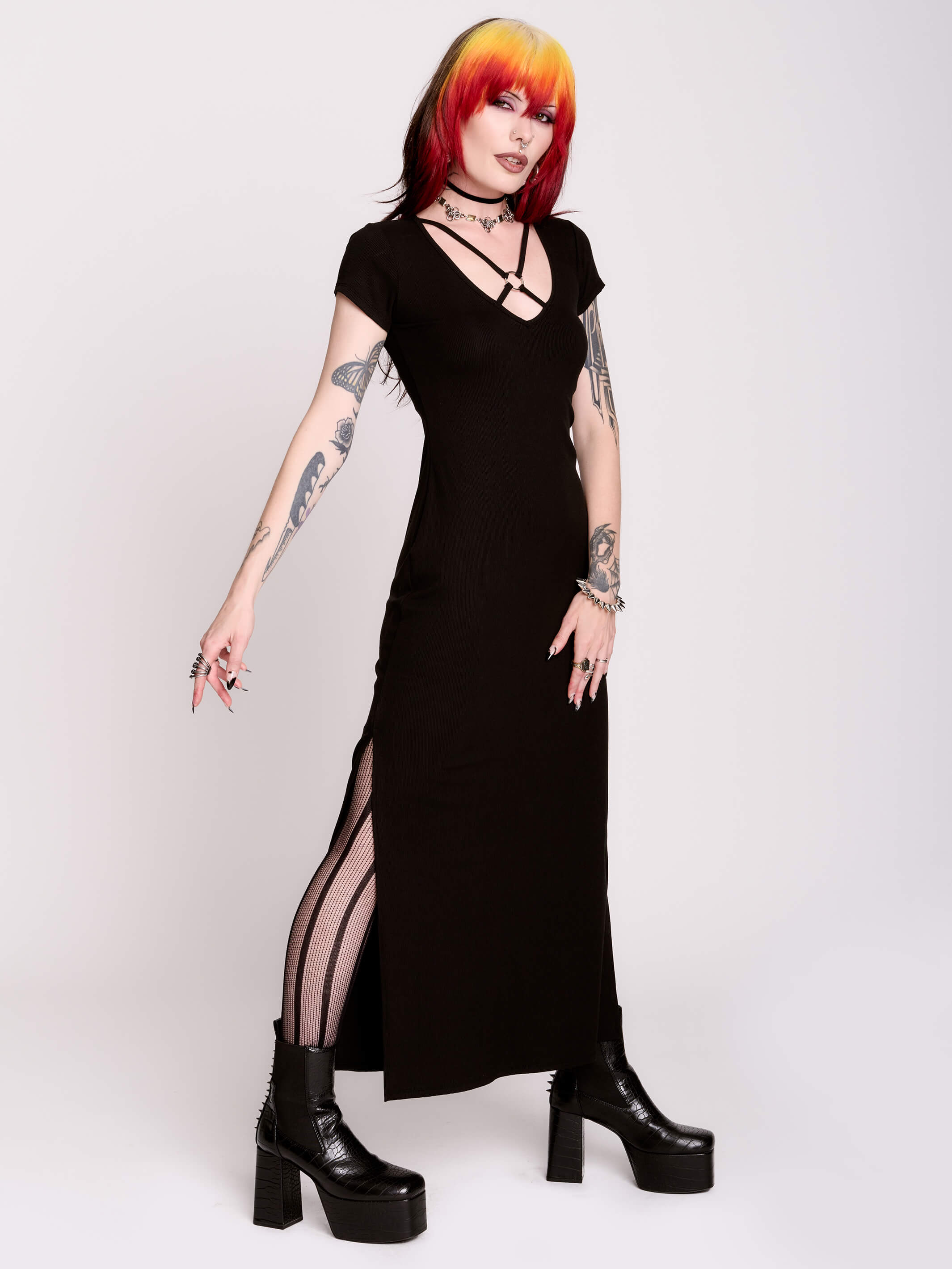 RIB O-RING MAXI dress