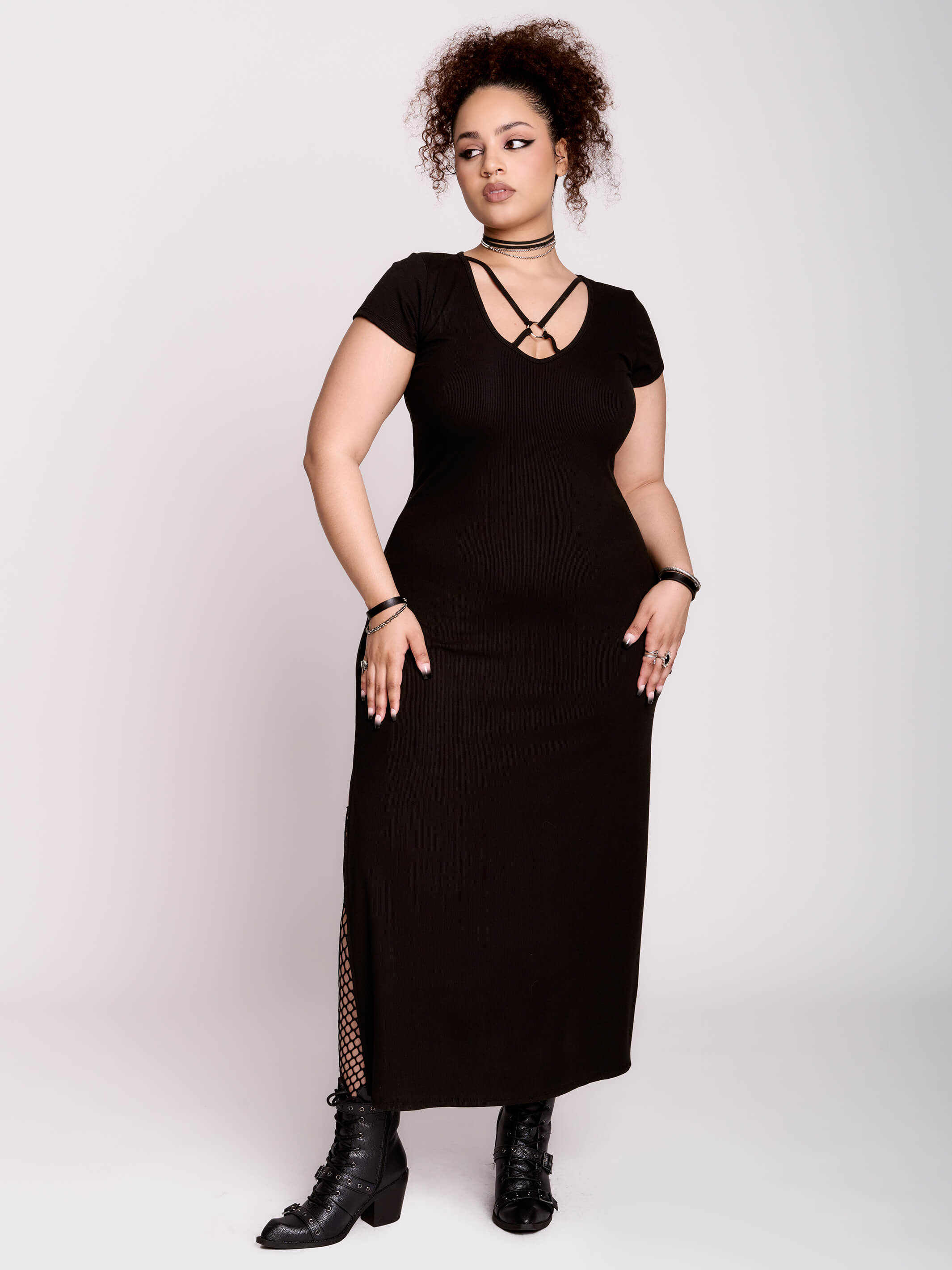 Rib O-Ring Maxi Dress