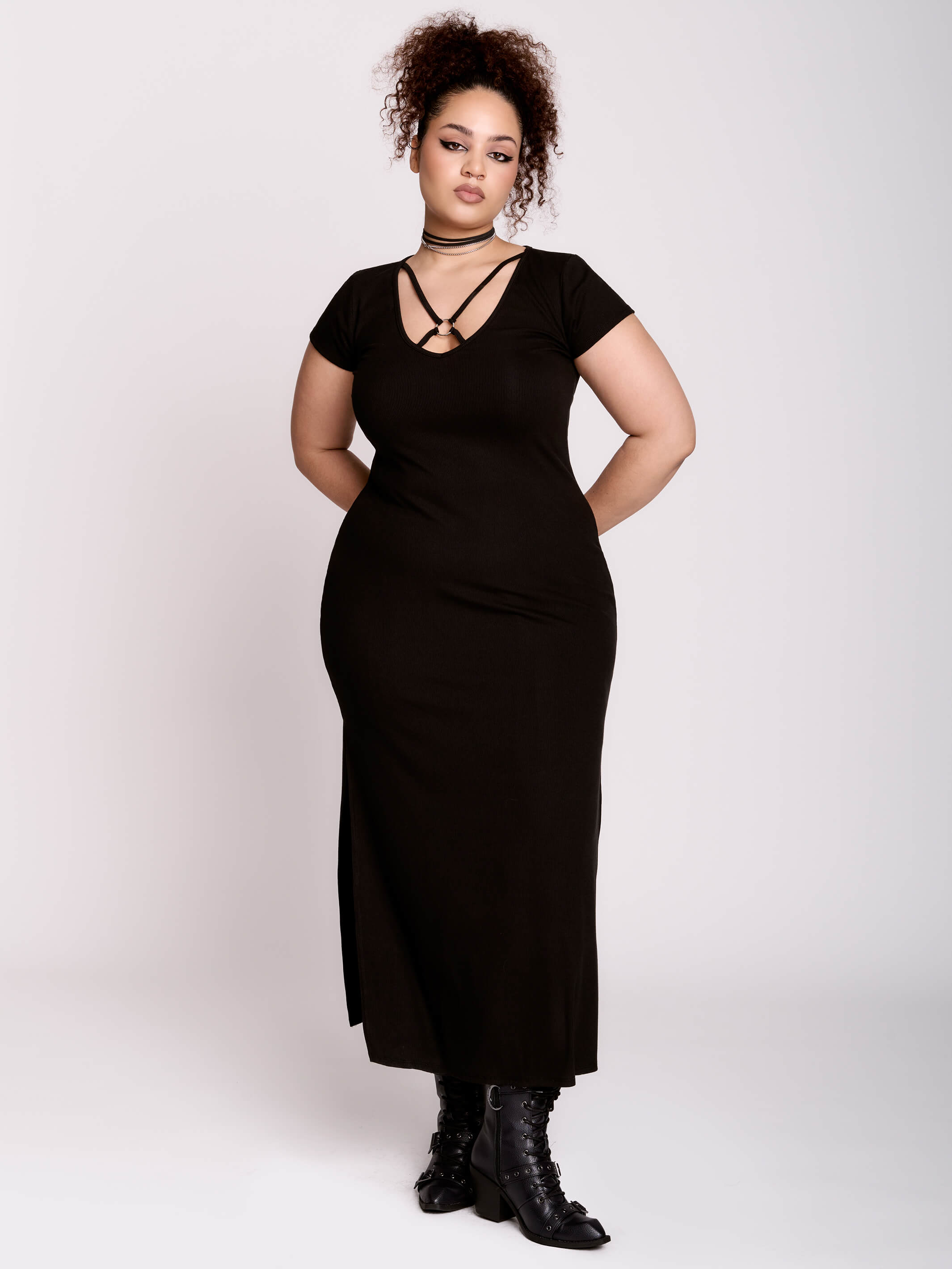 Rib O-Ring Maxi Dress