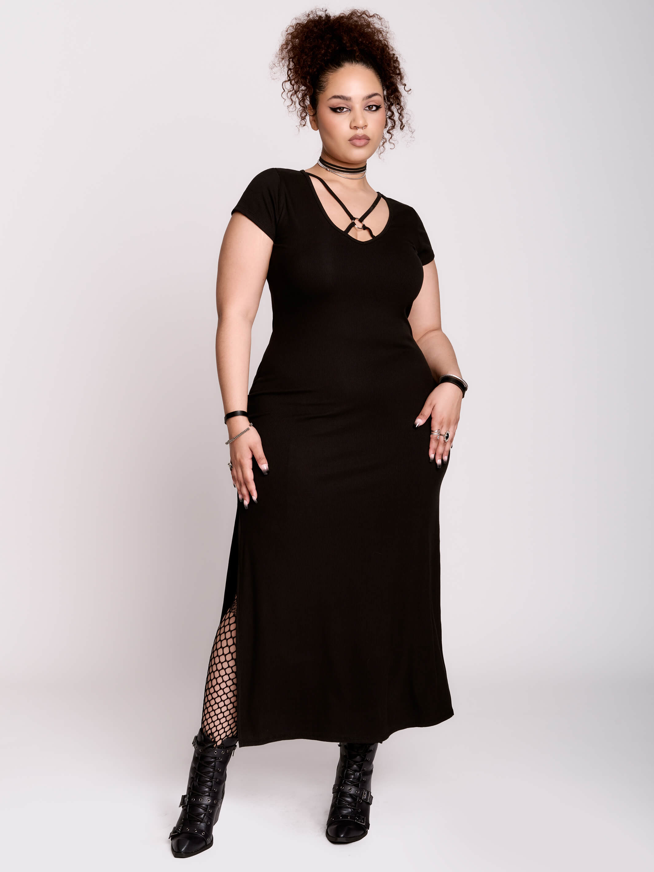 Rib O-Ring Maxi Dress