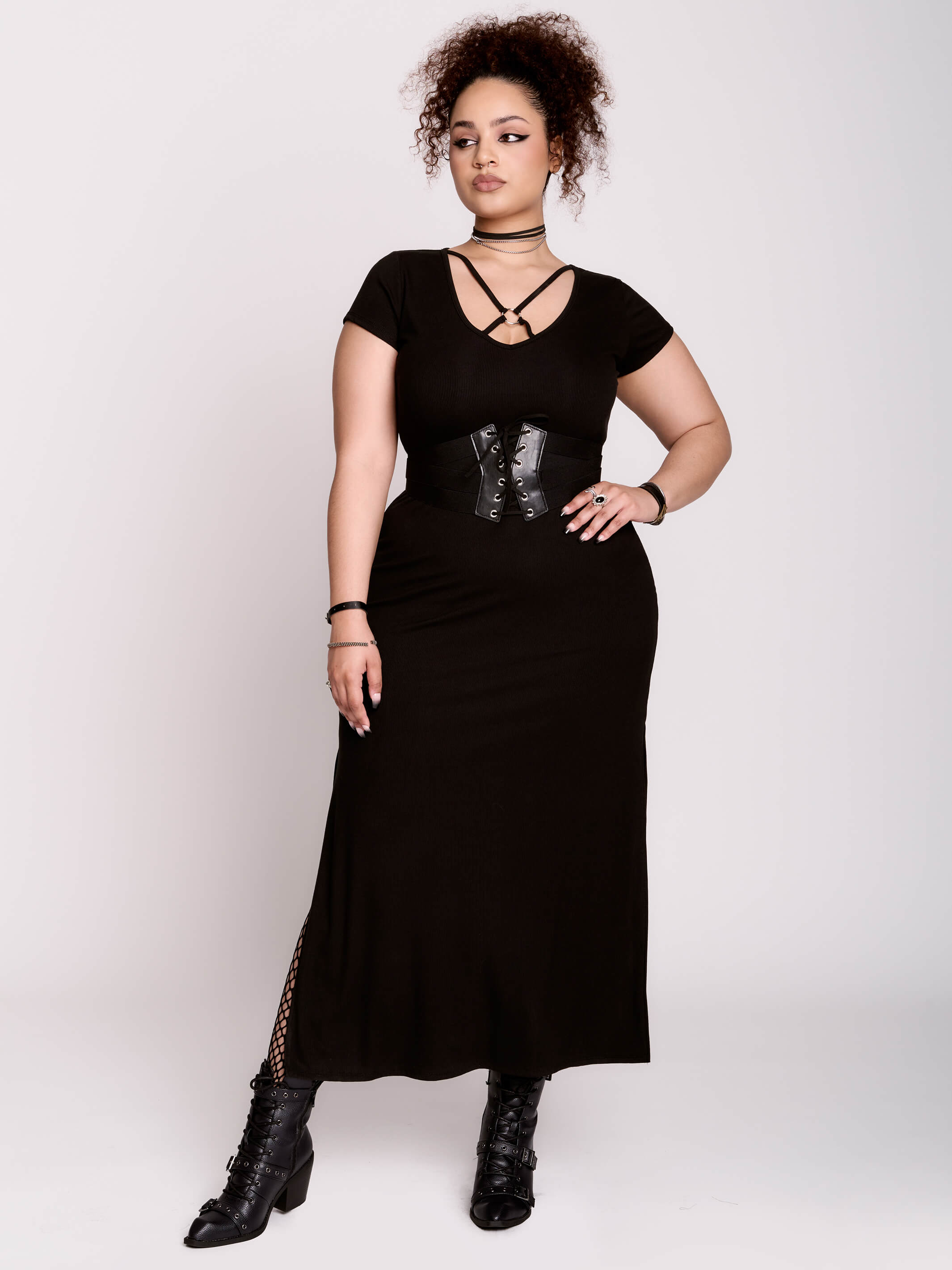 Rib O-Ring Maxi Dress