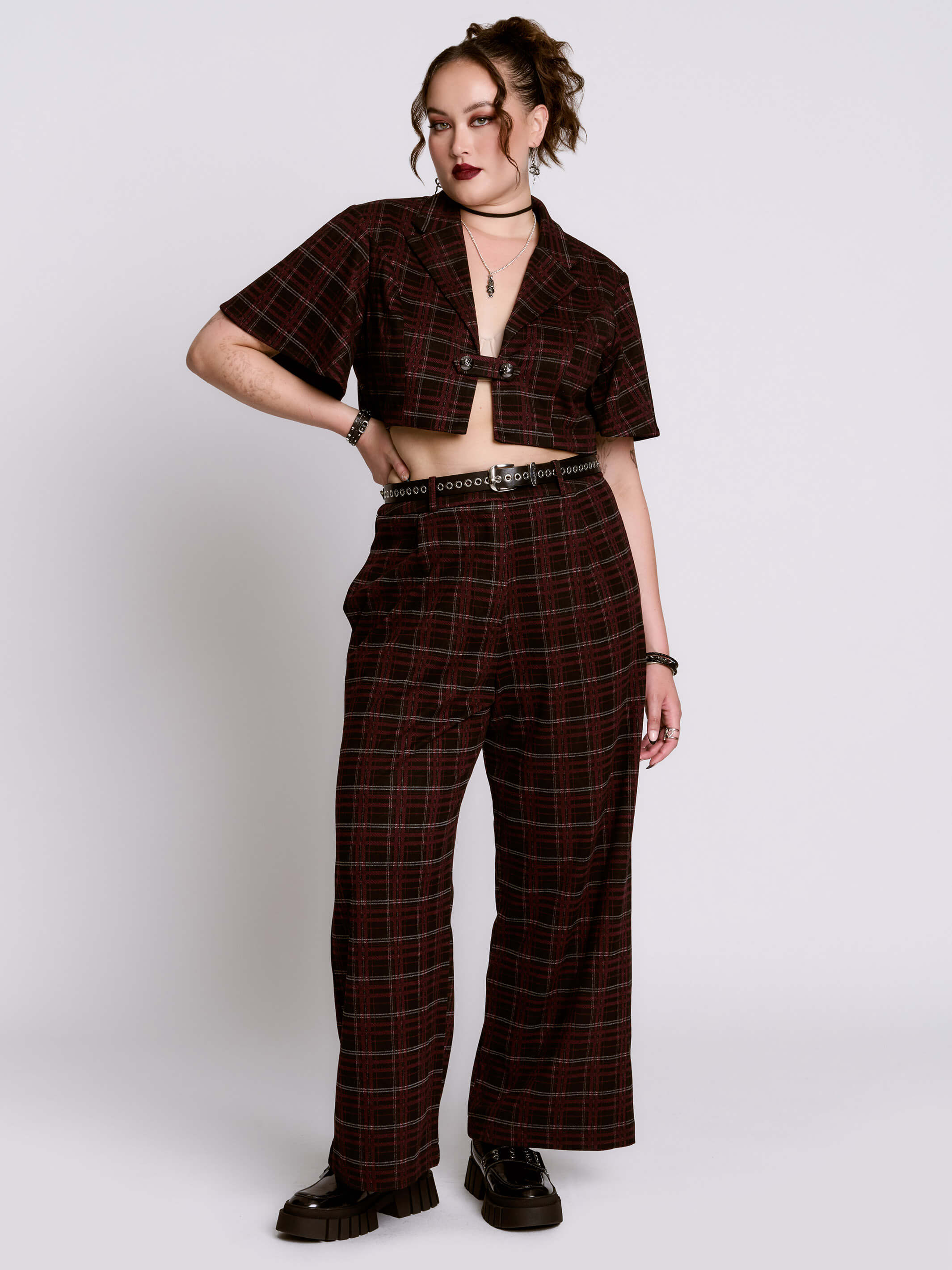 OXBLOOD PLAID CAPELET
