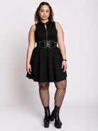 PONTE ZIP UP SKATER DRESS