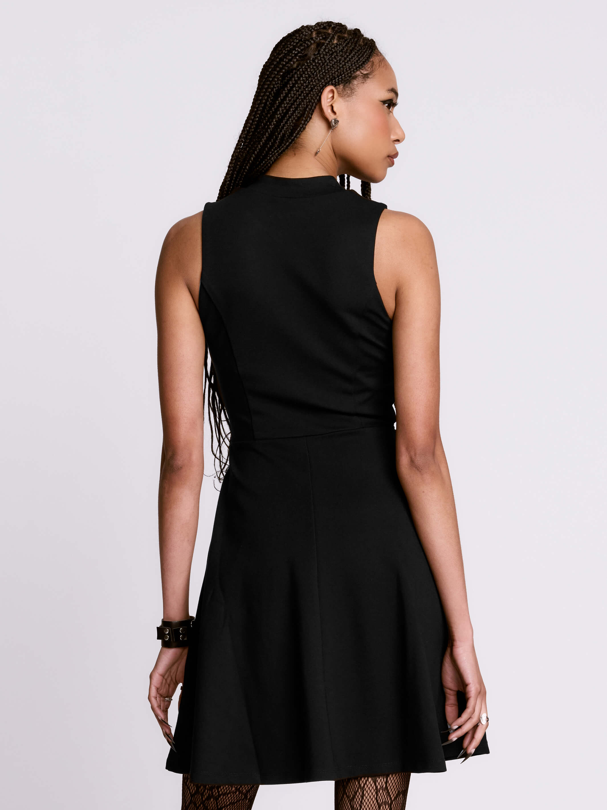 PONTE ZIP UP SKATER DRESS