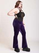 Purple velvet flared legging