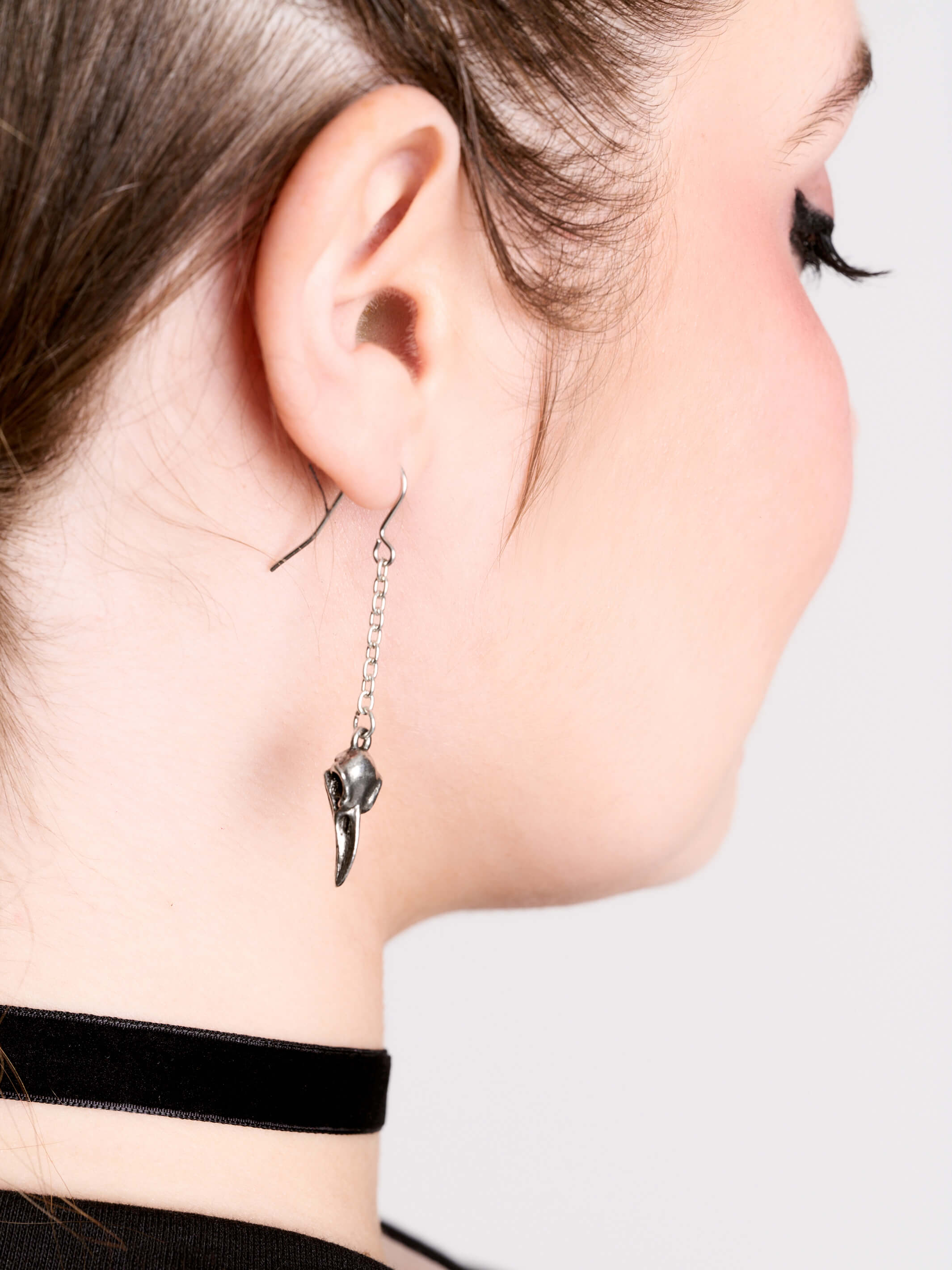 Raven Skull Drop Earrings