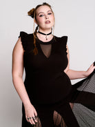 ruffle mesh top