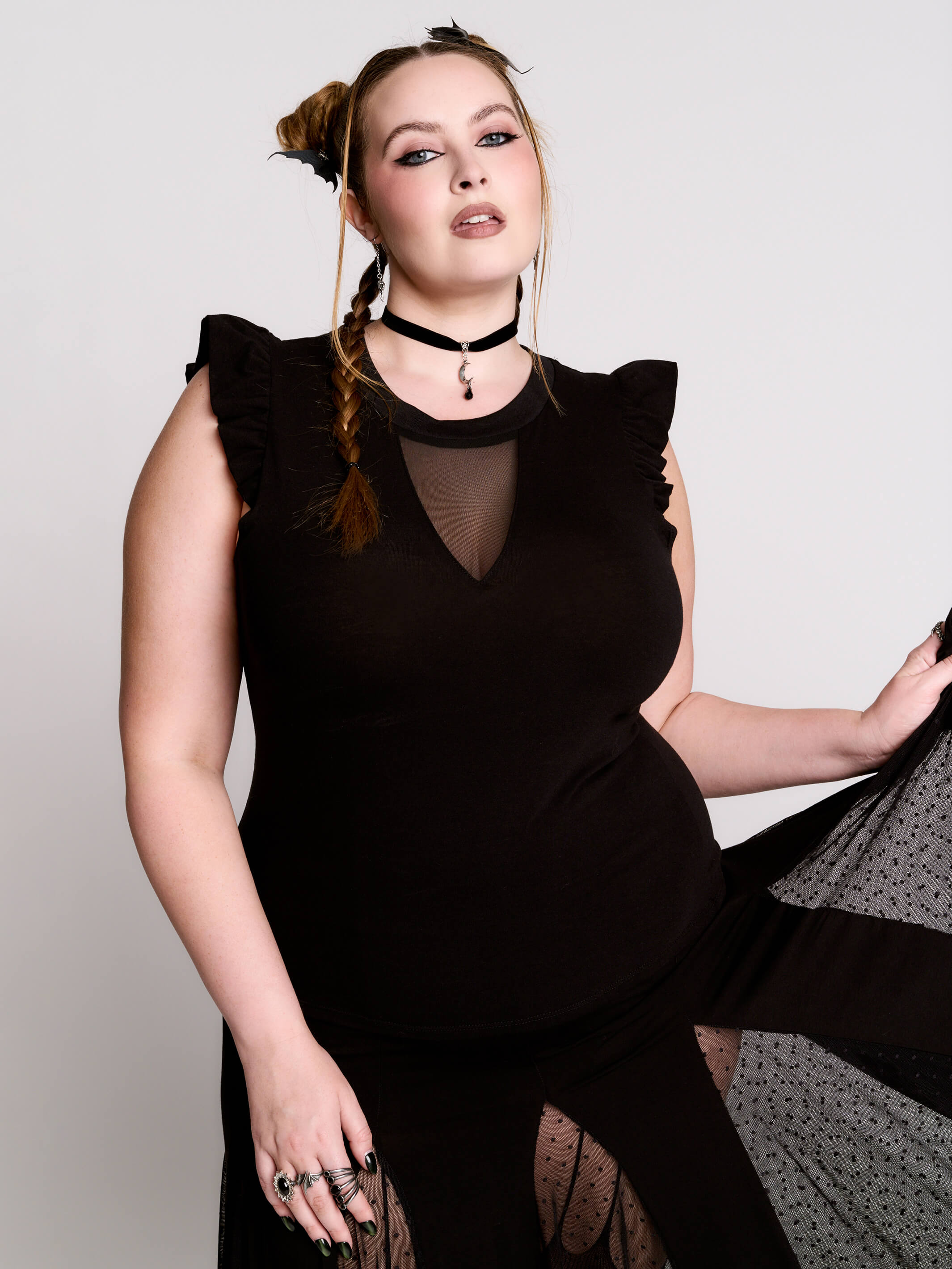 ruffle mesh top
