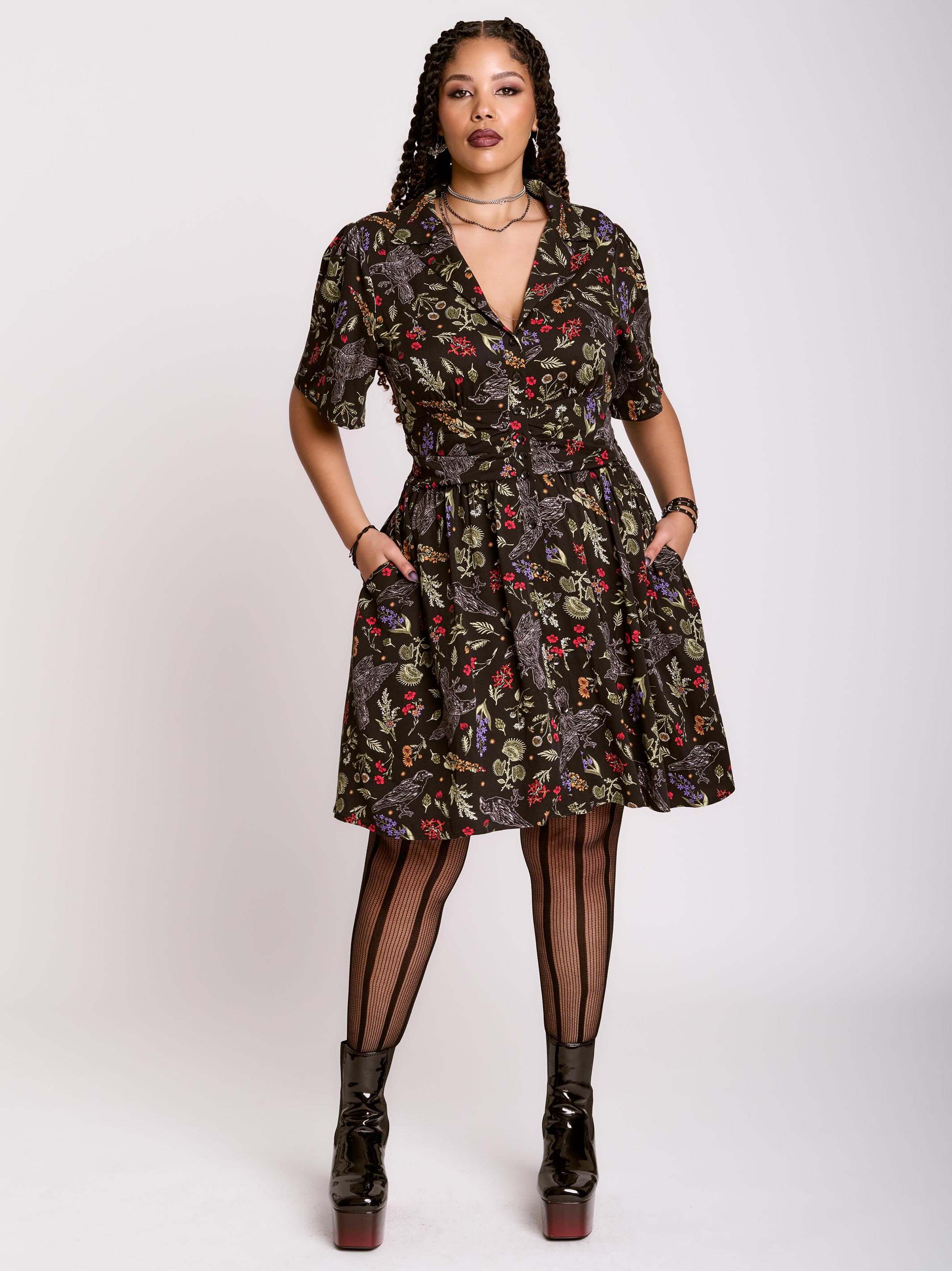 Raven's Garden Button Up Dress