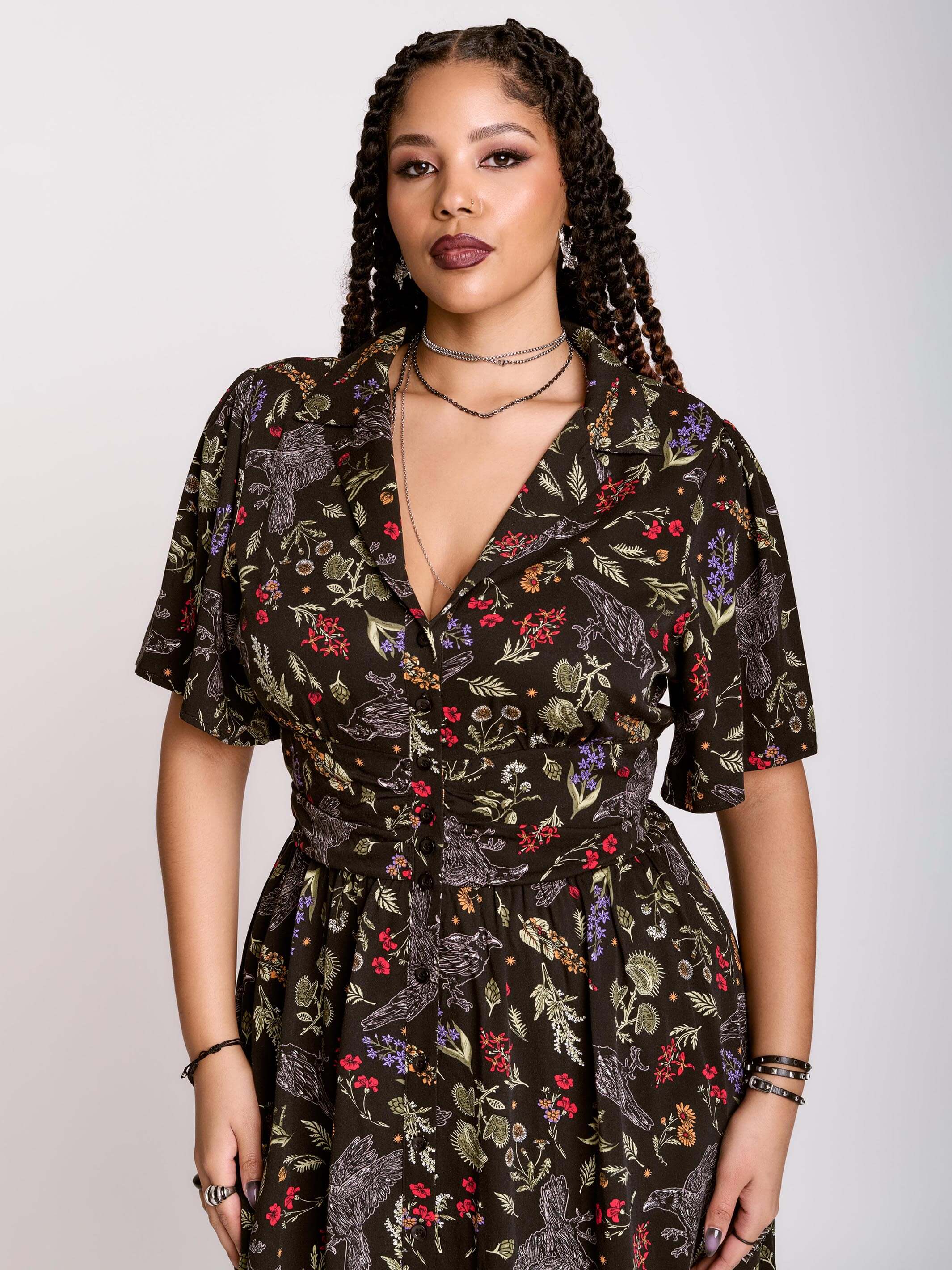 Raven's Garden Button Up Dress