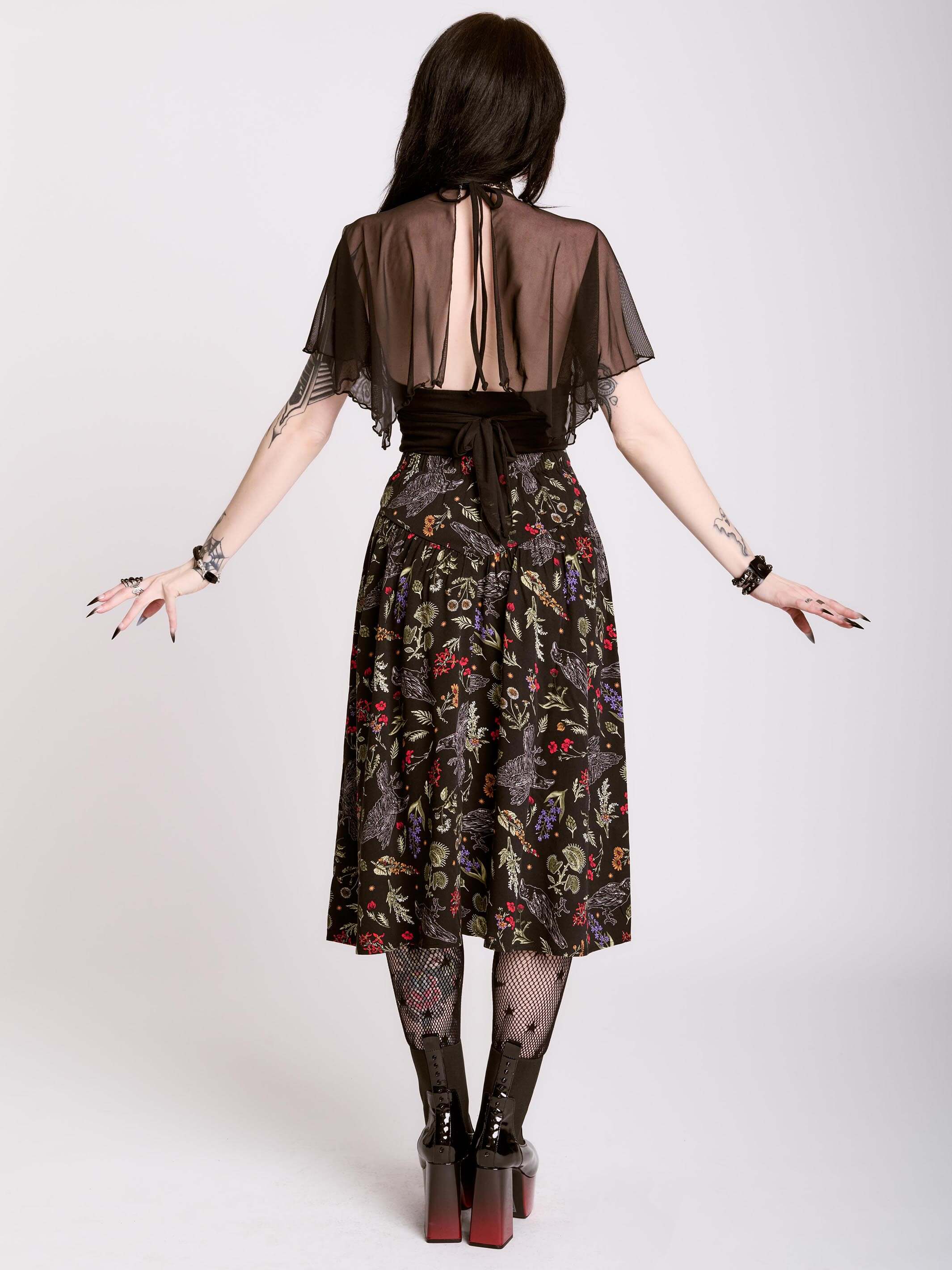 RAVEN'S GARDEN MIDI SKIRT