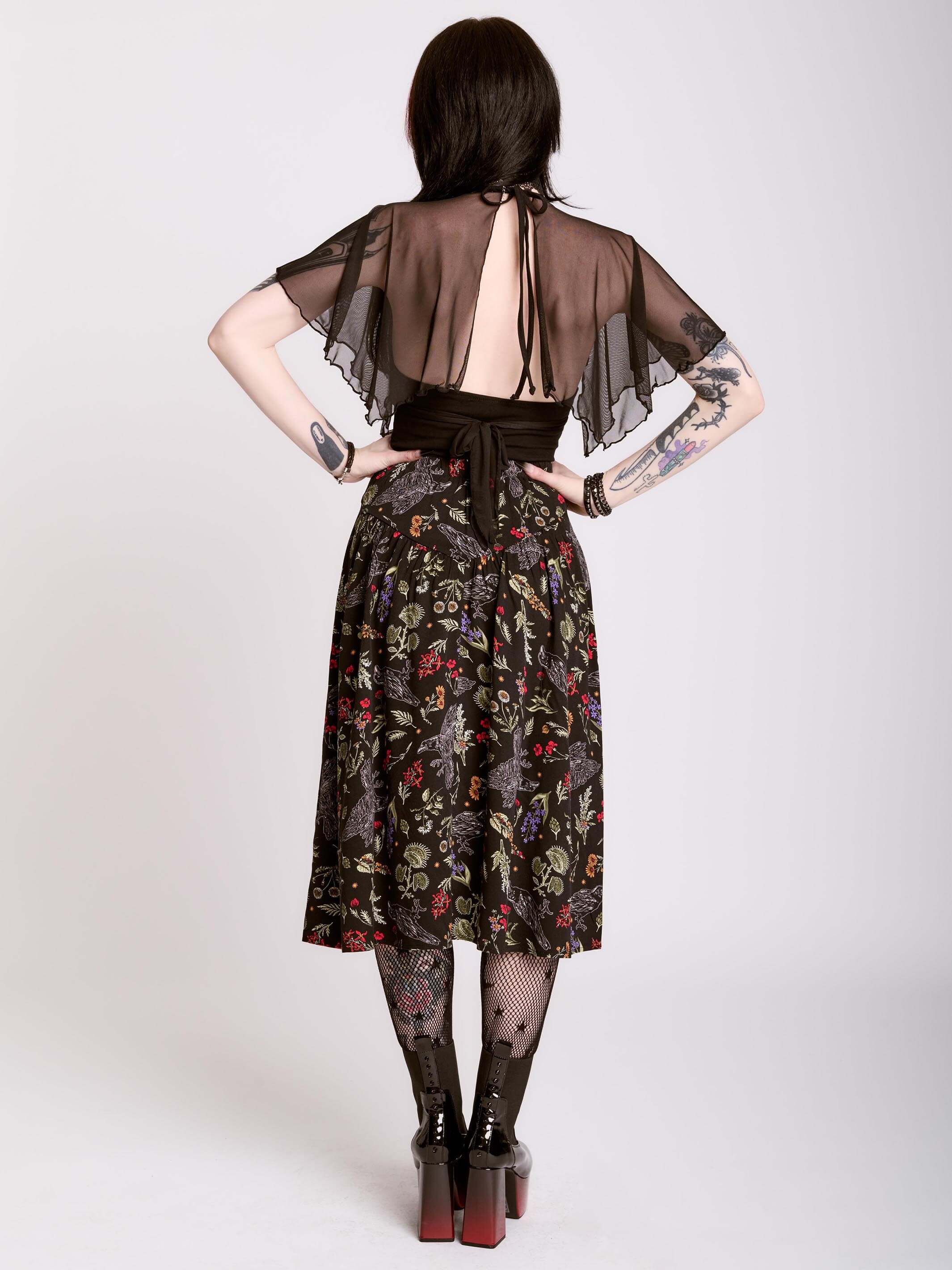 RAVEN'S GARDEN MIDI SKIRT