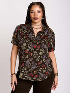 RAVEN'S Garden Cropped Button Up