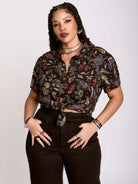 RAVEN'S Garden Cropped Button Up