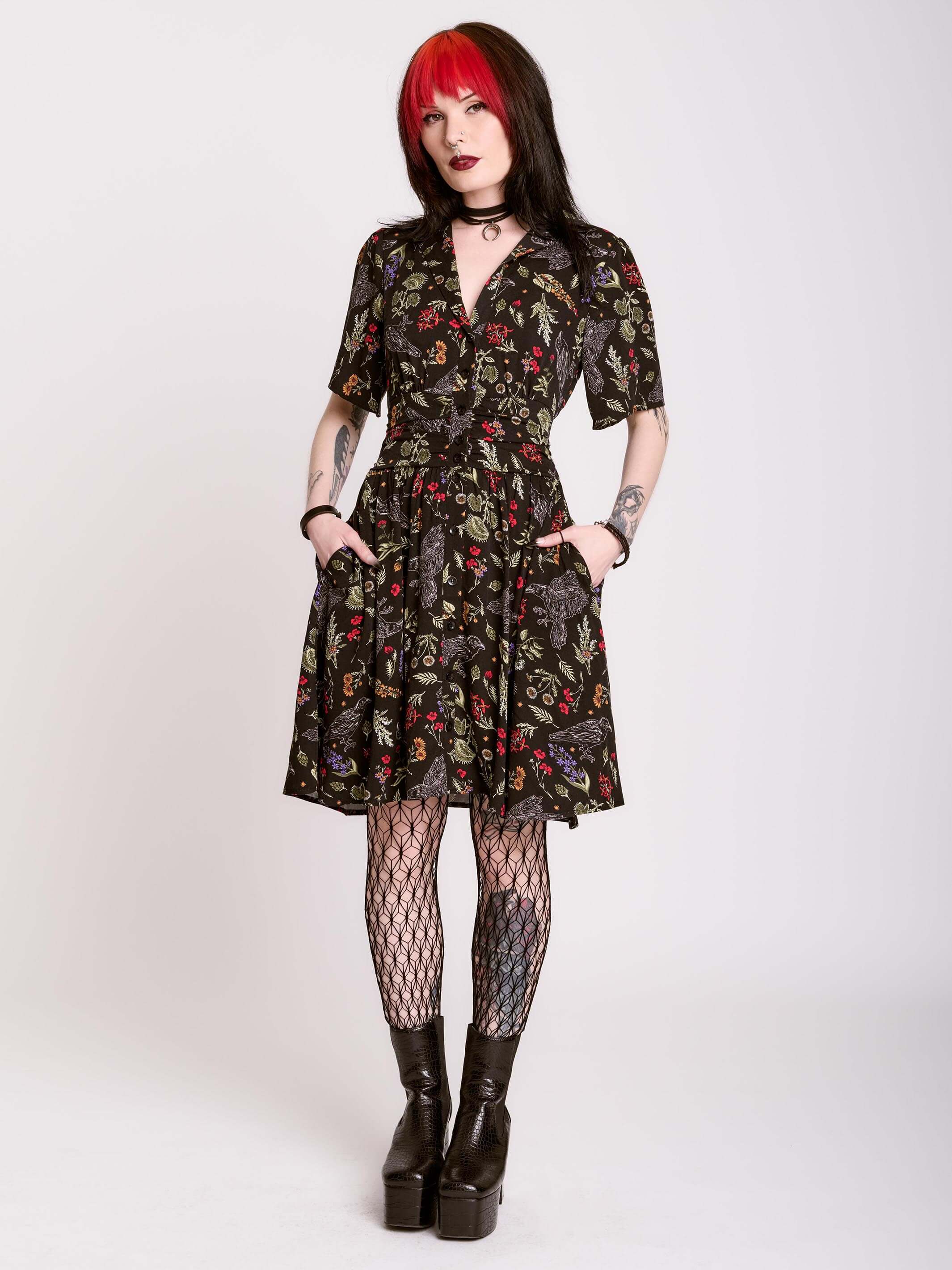 Raven's Garden Button Up Dress