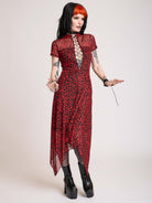 red leopard mesh dress