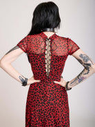 red leopard mesh dress